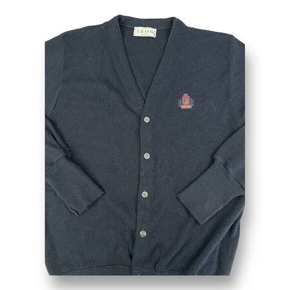 IZOD Vintage Navy Blue Cardigan Sweater Size Extra Large - Picture 2 of 5